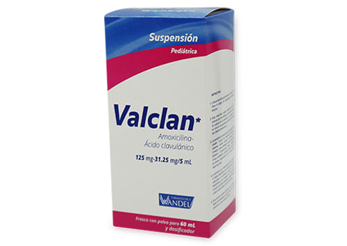 VALCLAN SUSP. Pediátrica Fco. 60 ML. 125-31.25 MG/5 ML.